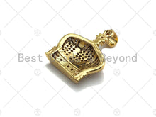 Load image into Gallery viewer, 18K Gold Micro CZ Pave King Crown Pendant, Gold Crown Charm, Crown Beads, Jewelry Findings, 18x22mm,sku#LK42