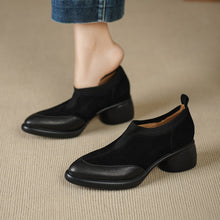 Load image into Gallery viewer, Women's Suede Mary Jane Chunky Heel Pumps - Round Toe Low Cut Single Strap Shoes