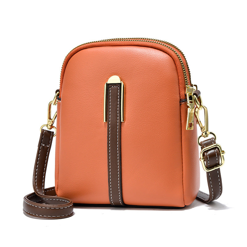 Women's Vertical Soft Leather Crossbody Bag - PU Leather Shoulder Messenger Purse with Card Slots