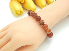 Load image into Gallery viewer, Natural Orange Red Banded Agate Stretch Bracelet, EF14