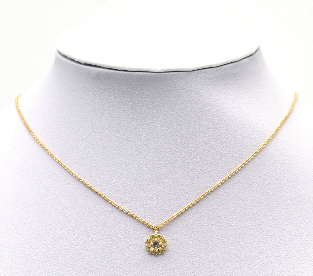 Gold CZ Daisy Flower Sunflower Charm, Sku#LX87