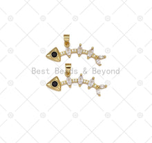 Load image into Gallery viewer, Big CZ Micro Pave Fish Bone Shape Pendant, 18K Gold Filled Fish Bone Charm, Necklace Bracelet Charm Pendant,35x10mm,Sku#LK462
