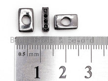 Load image into Gallery viewer, Black Micro CZ Pave On Black, Big Hole Square Spacer Beads for Bracelet/Necklace, Cubic Zirconia Large Square Hole Beads, 6x9x3mm, sku#G323