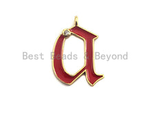 Load image into Gallery viewer, Enamel pave alphabet letter, Alphabet Charms, Initial Alphabet Letters, Custom Naming Pendants, Initial Letter a Pendant,17x23mm, sku# B121