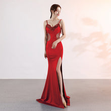 Load image into Gallery viewer, Sling Deep V Plunge Evening Party Dress Long Sexy Slim Fit Slit Nightclub Performance Socialite Evening Dress