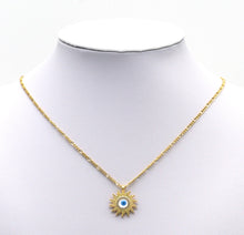 Load image into Gallery viewer, Gold CZ Enamel Evil Eye On Sunburst Charm, Sku#LX83