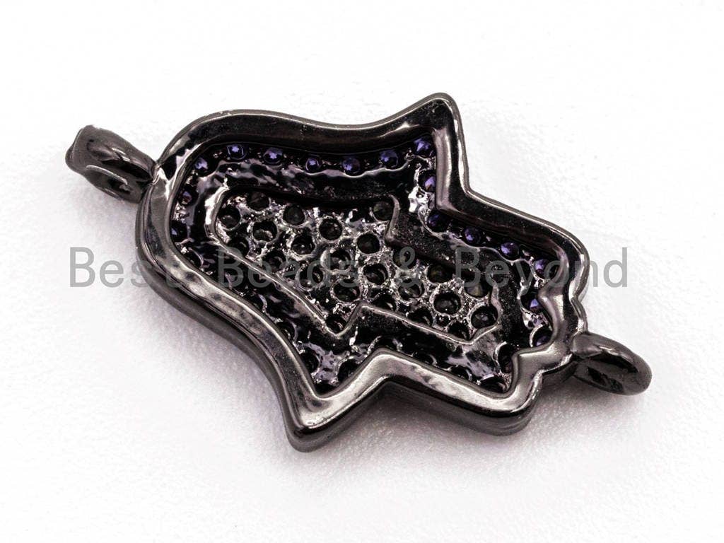 CZ Micro Pave Small Violet Hamsa Hand Connector, SKU#A57