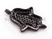 Load image into Gallery viewer, CZ Micro Pave Small Violet Hamsa Hand Connector, SKU#A57