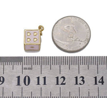 Load image into Gallery viewer, Pink Enamel Heart Dice Cube Charm, Sku#LK720