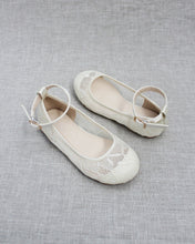 Load image into Gallery viewer, Ivory New Lace Ballet Flats with Ankle Strap