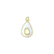 Load image into Gallery viewer, CZ Pave Mother of pearl Gold Avocado Drop Shape Charm Pendant, Sku#LK953