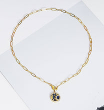 Load image into Gallery viewer, Paperclip Chain Necklace with Stone Sun Moon Charm, Sku#CL28