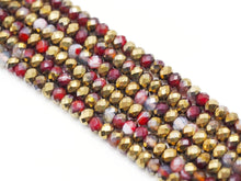 Load image into Gallery viewer, Half Gold Plated Natural Orange Red Banded Agate Rondelle Faceted Beads, Sku#UA274