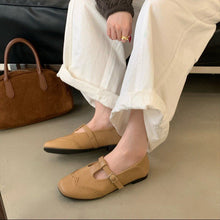 Load image into Gallery viewer, Vintage T-Strap Slingback Flat Heel Shoes - Women's Buckle Strap Mary Jane Flats