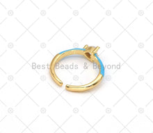 Load image into Gallery viewer, Enamel with Heart Shape Diamond CZ Adjustable Ring, Sku#X282