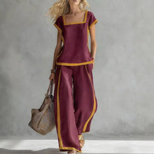 Load image into Gallery viewer, Square-Neck Three-Quarter Sleeve Loose Top &amp; Pants Two-Piece Set