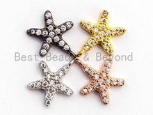 Load image into Gallery viewer, CZ Micro Pave Small Starfish Pendant/Charm, Cubic Zirconia Pendant in Gold Rose gold Black Silver, Fashion Jewelry Findings, 9x10mm, sku#B77