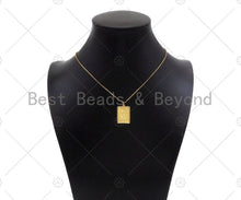 Load image into Gallery viewer, Gold Filled Rose Flower On Rectangle Shape Pendant, 18K Gold Filled Medallion Charm, Necklace Bracelet Charm Pendant,15x22mm,Sku#F1398