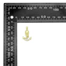 Load image into Gallery viewer, CZ Gold Skull On Anchor Charm Pendant, Sku#LK1167