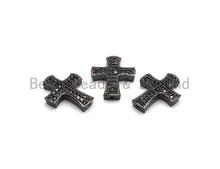 Load image into Gallery viewer, Black CZ Pave On Black Micro Pave Cross Spacer Beads with Black Crystal for Bracelet/Necklace, Spacer Beads,19x23mm, sku#C101