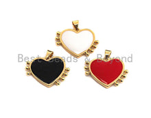 Load image into Gallery viewer, Enamel Colorful Heart With Tentacle Pendant,CZ Micro Pave Oil Drop pendant,Enamel pendant,Enamel Jewelry,24x18mm,sku#F973