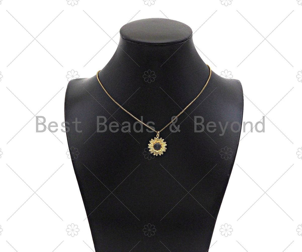 Gold Filled Daisy Flower Shape Pendant/Charm, 18x20mm,Sku#F1401C
