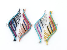 Load image into Gallery viewer, CZ Micro Pave Colorful Wing Connector, CZ Pave Leaf Charms for Earring Bracelet Necklace, 12x35mm, sku#M199