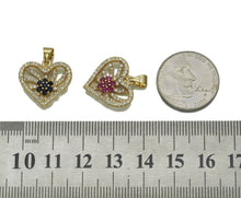 Load image into Gallery viewer, Gold Colorful CZ Flower On Heart Charm, Sku#LD313
