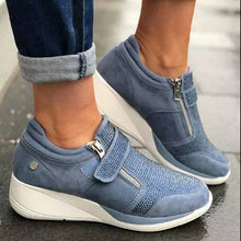 Load image into Gallery viewer, Women's Rhinestone Canvas Mary Jane Sneakers | Velcro Round-Toe Platform Shoes