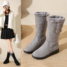 Load image into Gallery viewer, Women's Mid-Calf Fleece-Lined Suede Snow Boots | Warm Winter Boots with Side Zipper