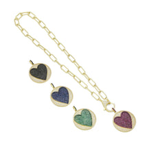 Load image into Gallery viewer, Paperclip Colorful CZ Heart Necklace, Sku#CL26