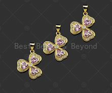 Load image into Gallery viewer, Gold Filled Violet CZ Micro Pave Clover Shape Pendant,18K Gold Filled Clover Charm, Necklace Bracelet Charm Pendant,17x21mm,Sku#LK364