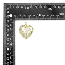 Load image into Gallery viewer, Clear CZ Gold Silver Heart on Heart Charm Pendant,Sku#LD714