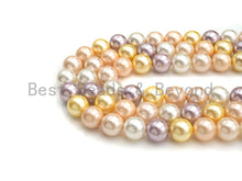 Load image into Gallery viewer, Mother of Pearl Gold Pink Purple White Mixed Color Round Smo