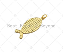 Load image into Gallery viewer, 18K Gold Cross On Red/Black Enamel Fish Shape Pendant,Enamel Charm,Enamel Jewelry,13x31mm,Sku#LK303