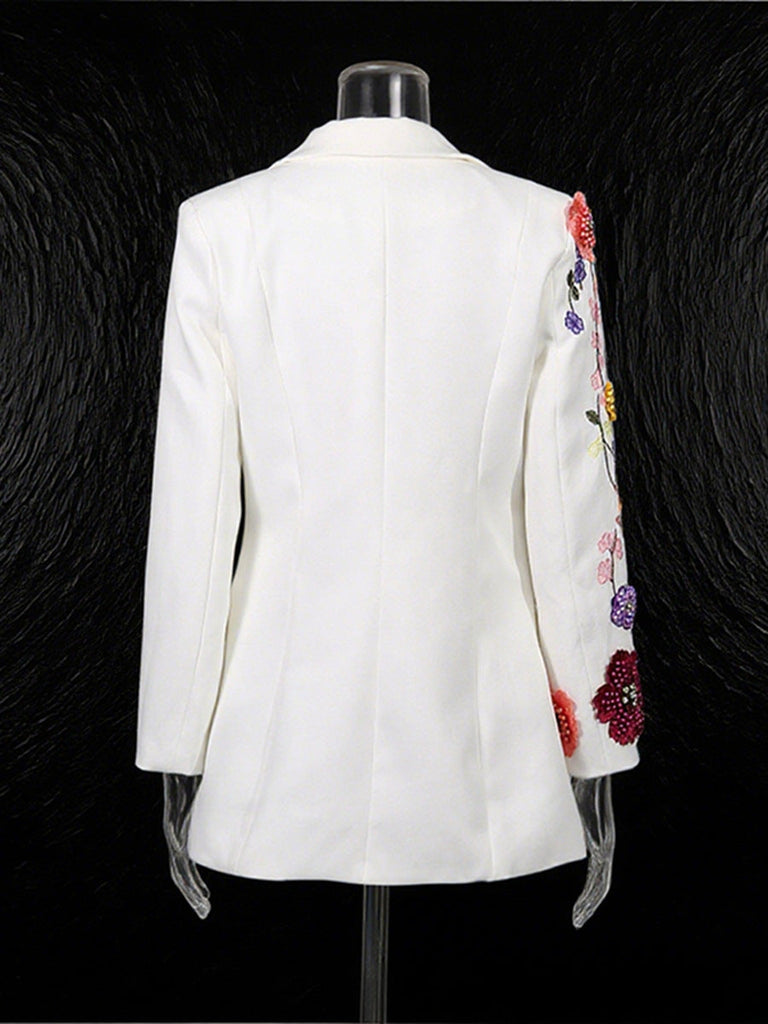 Elegant Three-dimensional Floral Embroidered Blazers