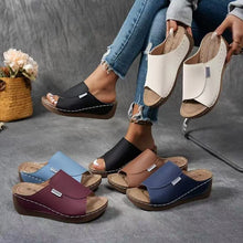 Load image into Gallery viewer, Women's Plus Size Chunky Sole Open Toe Slippers – Casual PU Slides