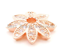 Load image into Gallery viewer, CZ Micro Pave Flower Bead Cap, Cubic Zirconia Bead Cap, 11x2mm, 8x2mm, 2pcs/6pcs sku#G90