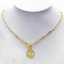 Load image into Gallery viewer, Paperclip chain necklace with stone pendant, Sku#LX36N