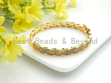 Load image into Gallery viewer, CZ Gold Twist Buckle Cuff Bracelet, Sku#X157