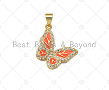 Load image into Gallery viewer, CZ Micro Pave Colorful Enamel Butterfly Shape Pendant/Charm,Cubic Zirconia Charm, Necklace Bracelet Charm Pendant,16x20mm, Sku#LK262