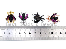 Load image into Gallery viewer, BEETLE Inspired Charm, CZ Micro Pave Fuchsia Insect Pendant, Cubic Zirconia Pendant,Gold/Rose Gold/Silver/Black,23x25x6mm,SKU#F455