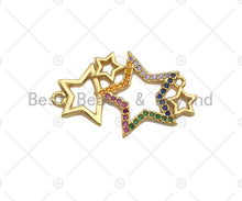 Load image into Gallery viewer, Colorful CZ Micro Pave Star Charm/Pendant, Bracelet Charm ,Star Pave Pendant, Multi Stars Connector,Gold plated Star ,18x30mm, Sku#LK112
