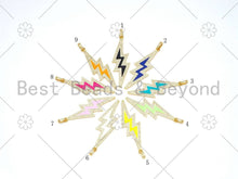 Load image into Gallery viewer, Large CZ Micro Pave Colorful Enamel Lightning Shape Pendant, 18K Gold Filled Lightning Charm,Necklace Pendant,59x20mm,Sku#ML50