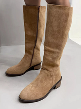 Load image into Gallery viewer, Women's Suede Knee-High Boots | Side Zipper Mid-Heel | Knee High Boots for Women
