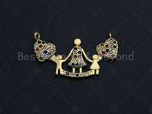 Load image into Gallery viewer, Colorful CZ Happy Family Mom And Babies With Sweet Heart Pendant, CZ Micro Pave Mother Heart pendant, Pave pendant, 17x30mm, sku#LK13