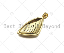 Load image into Gallery viewer, Golf Filled Colorful CZ Micro Pave Triangle Shell Shape Pendant, 18K Gold Filled Rainbow Charm, Necklace Bracelet Charm,14x28mm,Sku#LK331