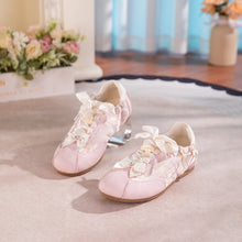Load image into Gallery viewer, Women's Bow Detail Flat Shoes | Embroidered Fabric Round-Toe Slip-On