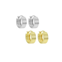 Load image into Gallery viewer, Plain Multi Lines Gold Silver Hoop Earrings, Sku#A194