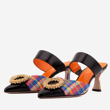 Load image into Gallery viewer, The Valencia Multicolor Leather Women Jewel Heel Mule Sandal